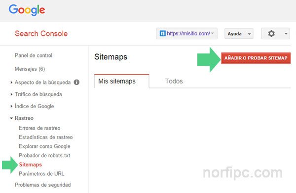 Subir los archivos sitemaps del sitio a Search Console de Google