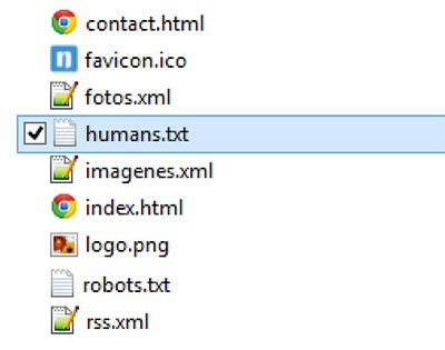 Ubicación del archivo humans.txt en el servidor web