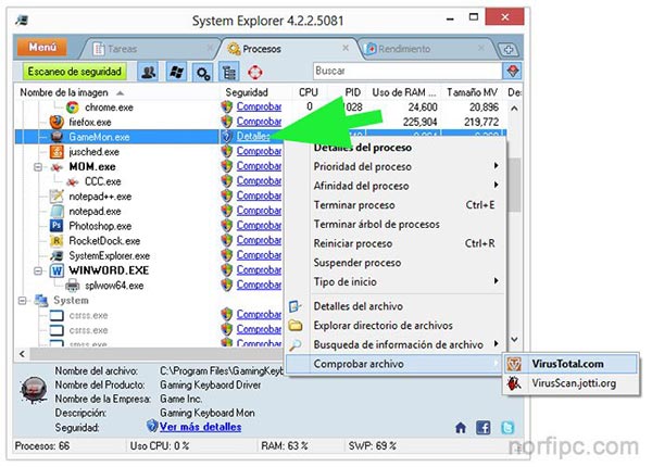 Identificar y detener procesos desconocidos en Windows con System Explorer