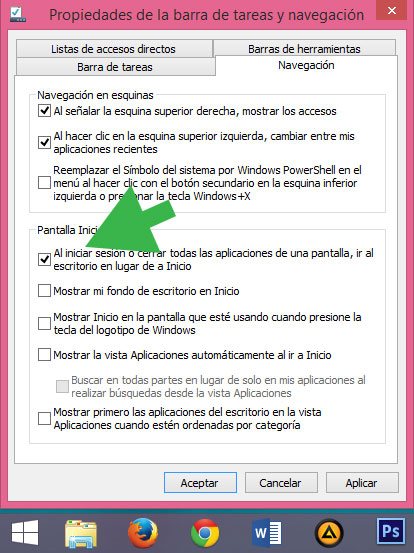 Configurar Windows 8.1 para iniciar directamente en el escritorio
